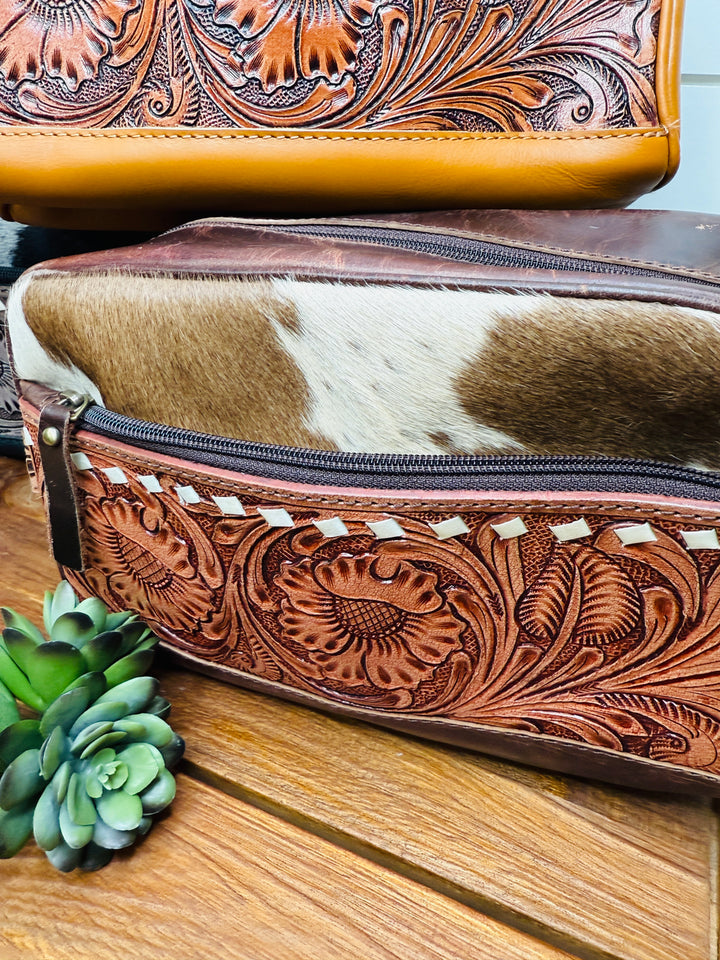 Thomas Tooled Leather and Cowhide Toiletry Bag