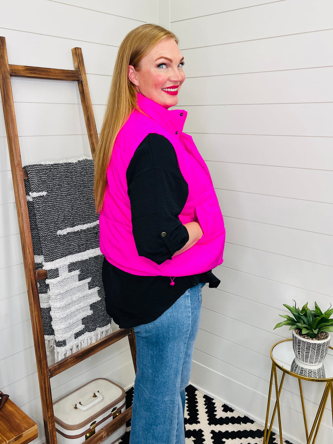 Hey There Gorgeous Hot Pink Puffer Vest