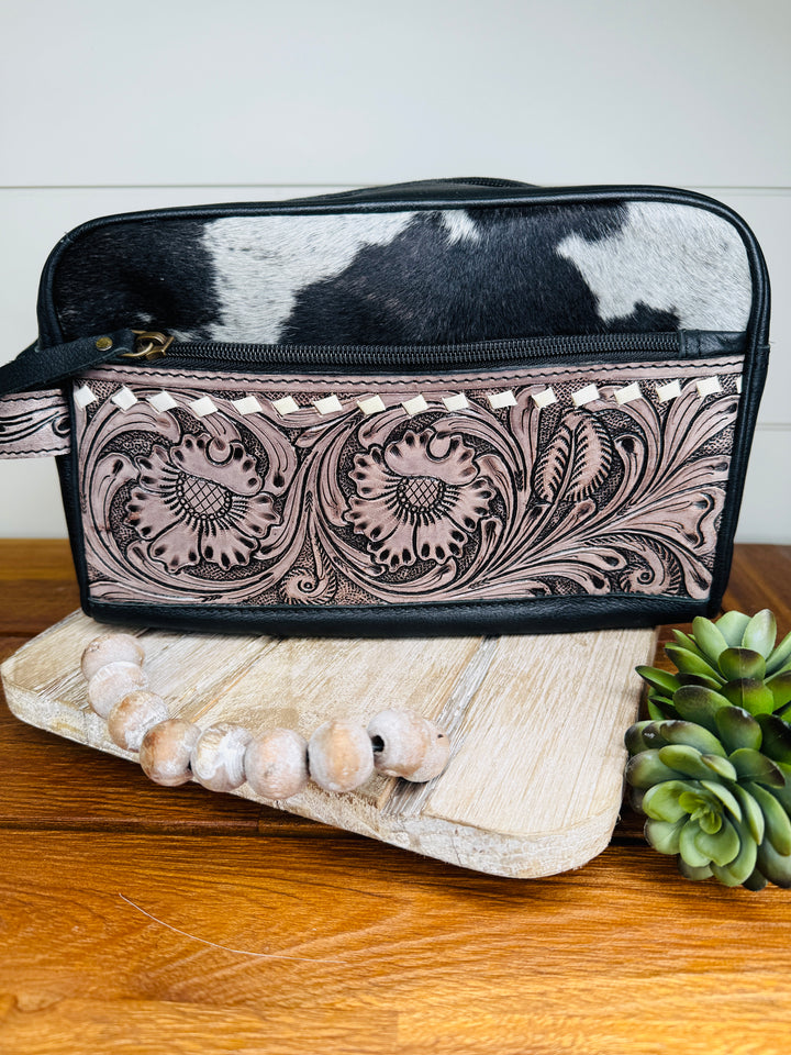 Thomas Tooled Leather and Cowhide Toiletry Bag