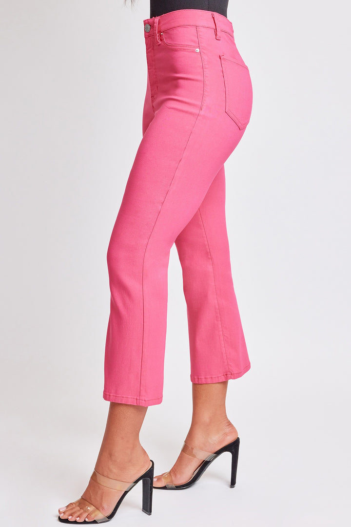 YMI Hyperstretch Cropped Kick Flare Jean: Pink