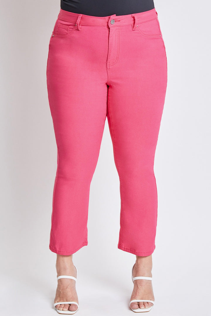 YMI Hyperstretch Cropped Kick Flare Jean: Pink