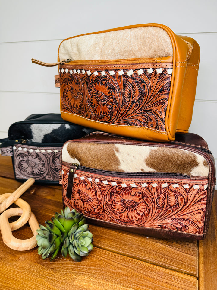 Thomas Tooled Leather and Cowhide Toiletry Bag