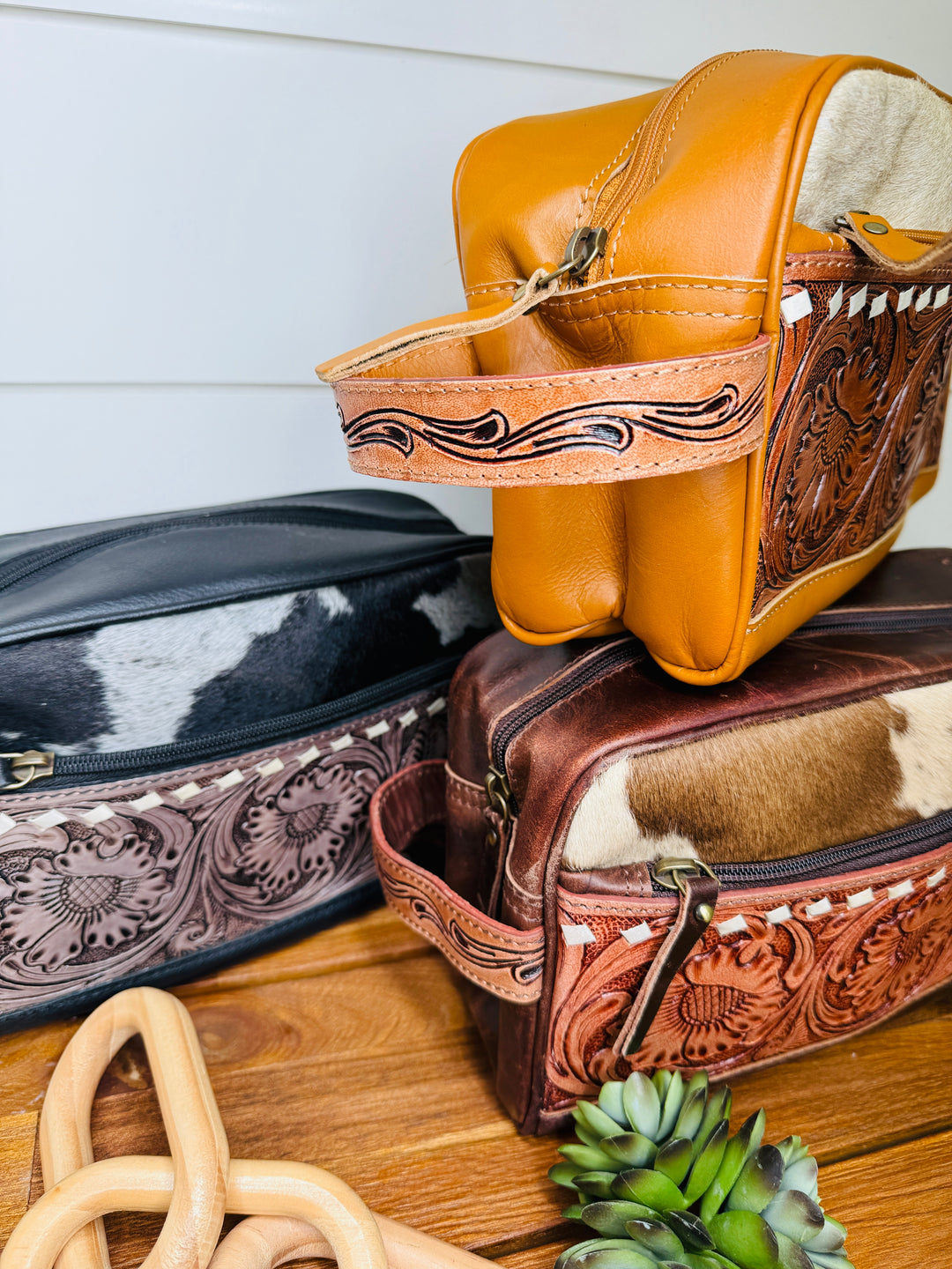 Thomas Tooled Leather and Cowhide Toiletry Bag