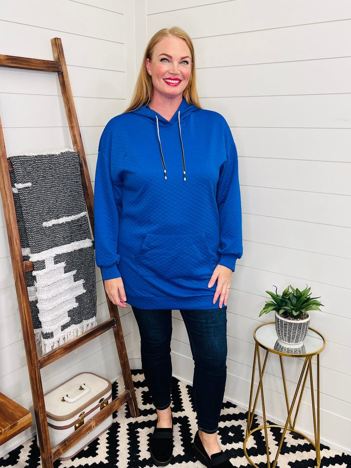 Love Lindsey Textured Hoodie Tunic : Blue