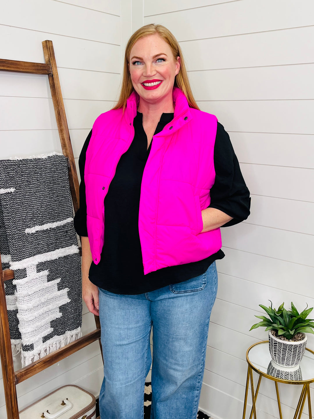 Hey There Gorgeous Hot Pink Puffer Vest