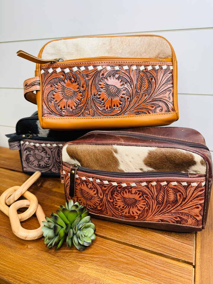 Thomas Tooled Leather and Cowhide Toiletry Bag