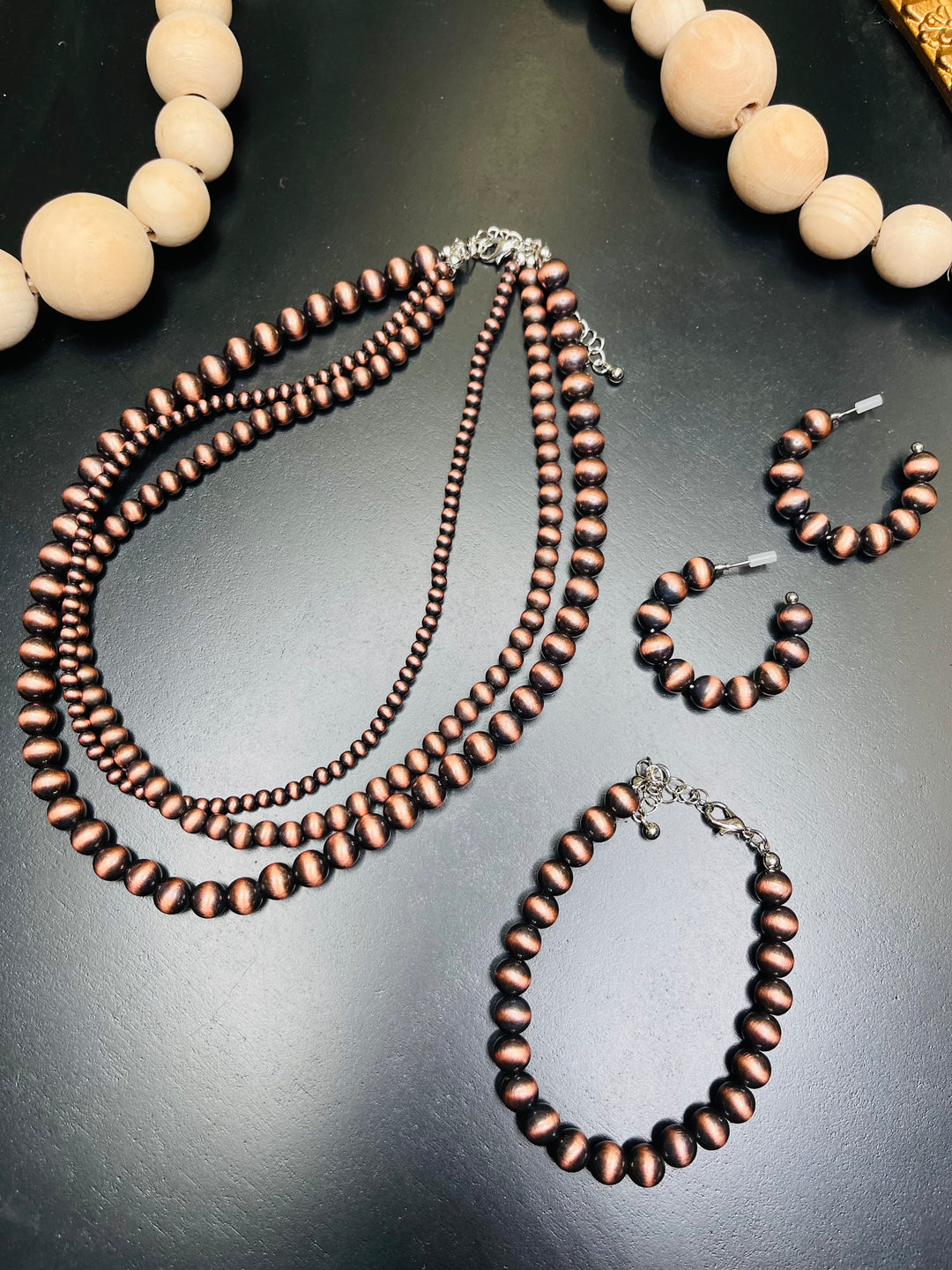 Triple Threat Copper Navajo Pearl Set