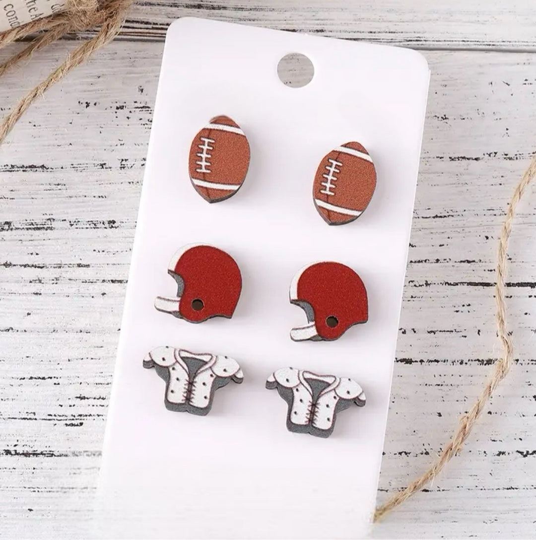 Huddle Ready Football Stud Earring Set