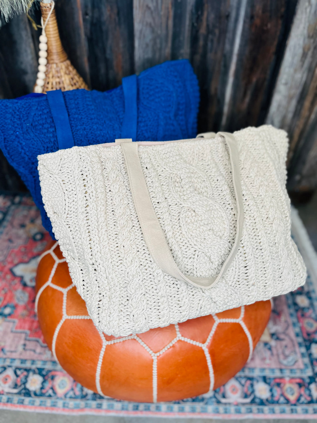 Cable Knit Tote : 2 Colors