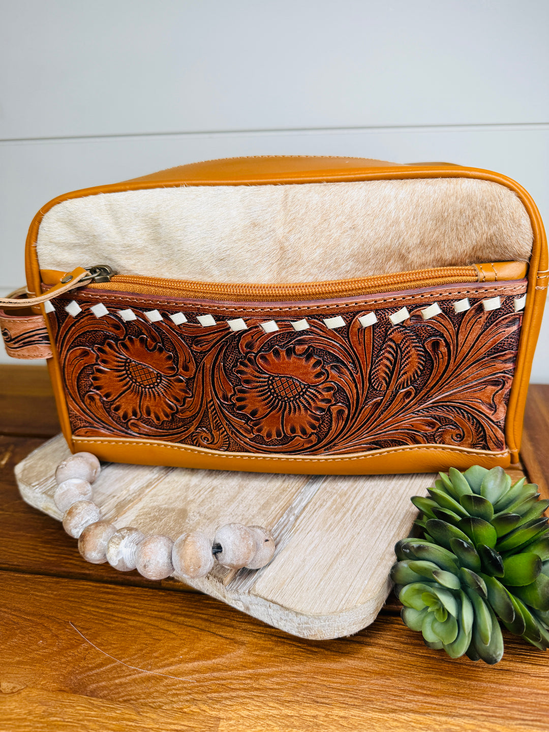 Thomas Tooled Leather and Cowhide Toiletry Bag