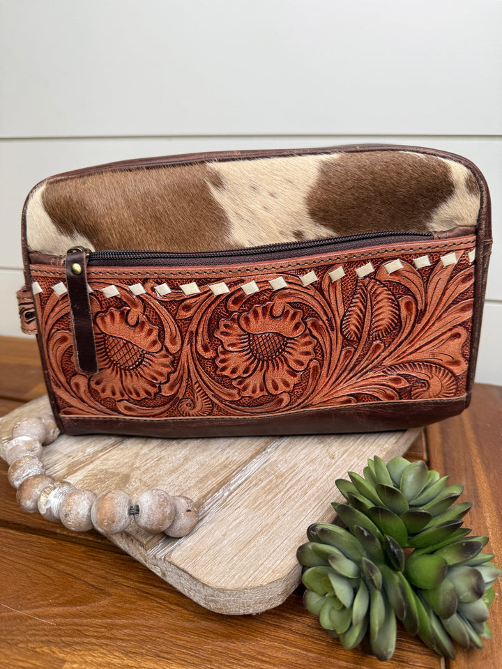 Thomas Tooled Leather and Cowhide Toiletry Bag