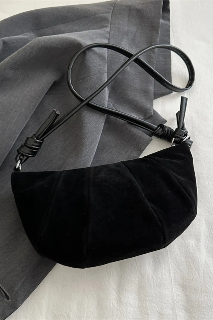 Suede Crescent Shaped Shoulder Bag : 2 Colors