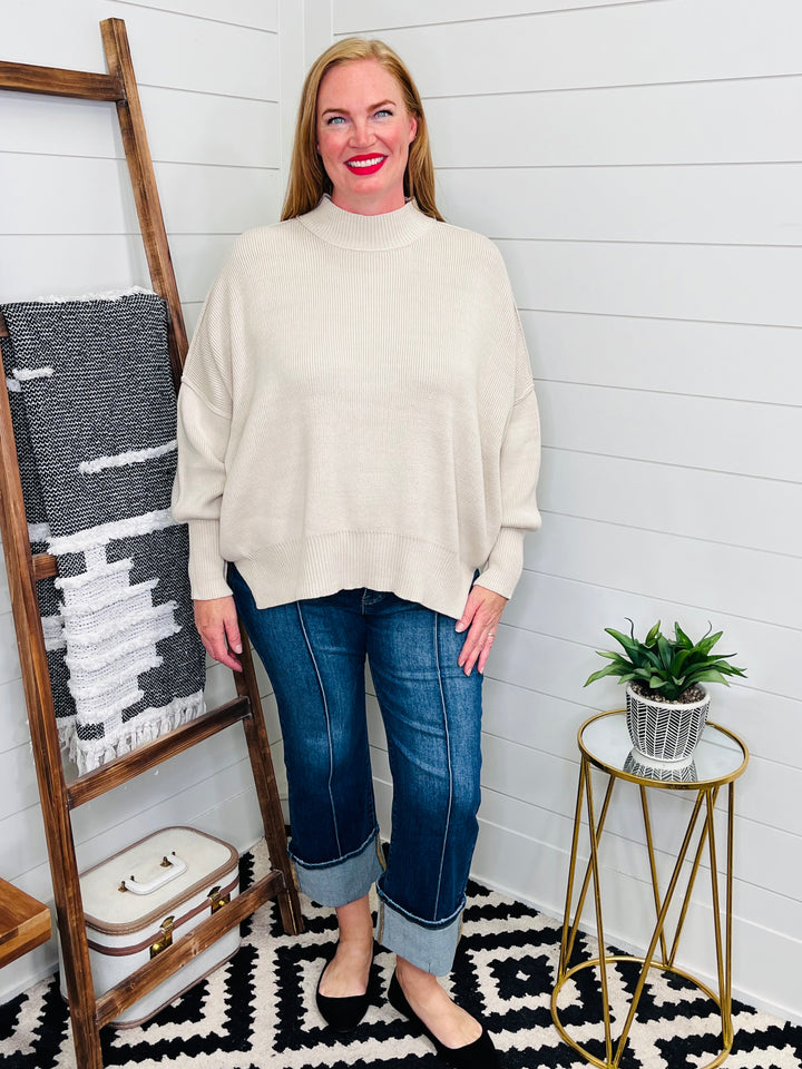 Luxe Drop Shoulder Ribbed Sweater : 2 Colors