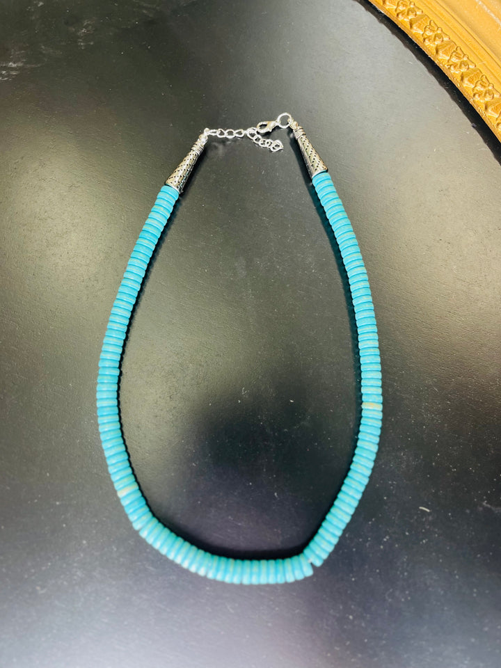 Turquoise Disc Bead Necklace