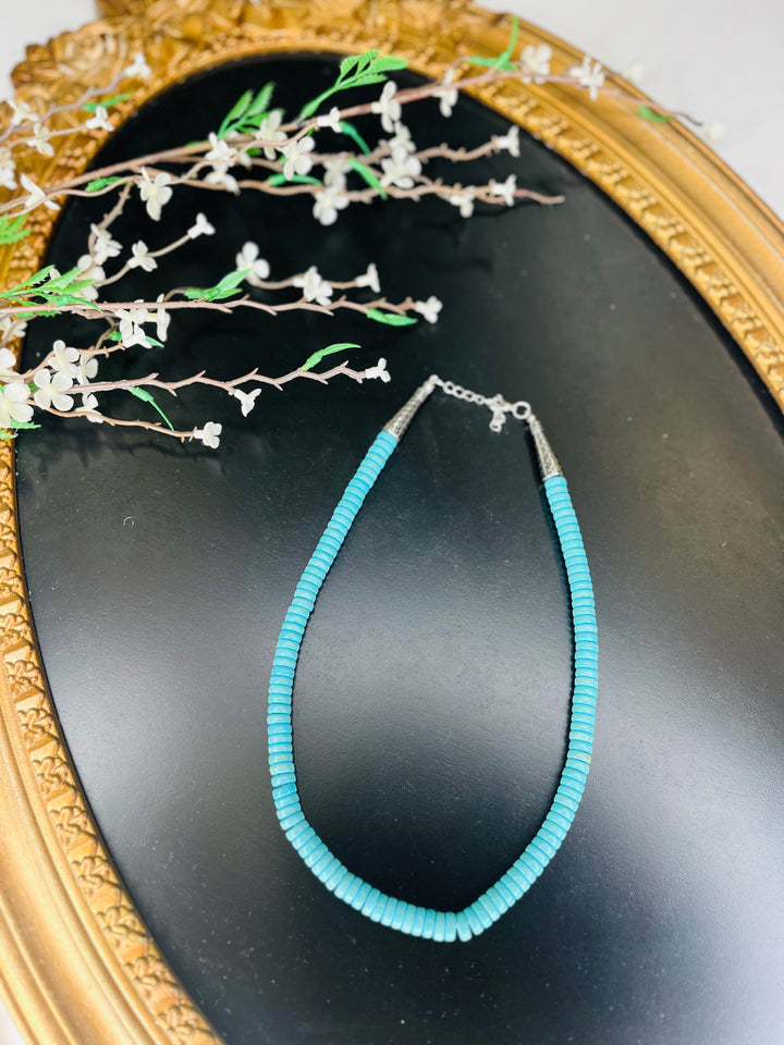 Turquoise Disc Bead Necklace