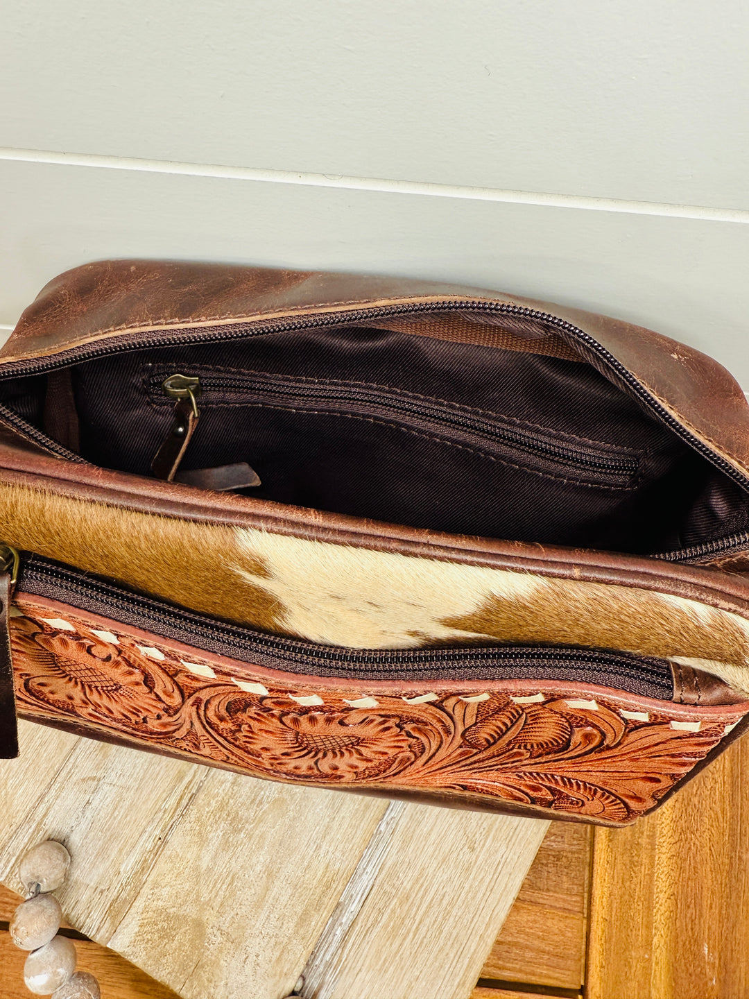 Thomas Tooled Leather and Cowhide Toiletry Bag