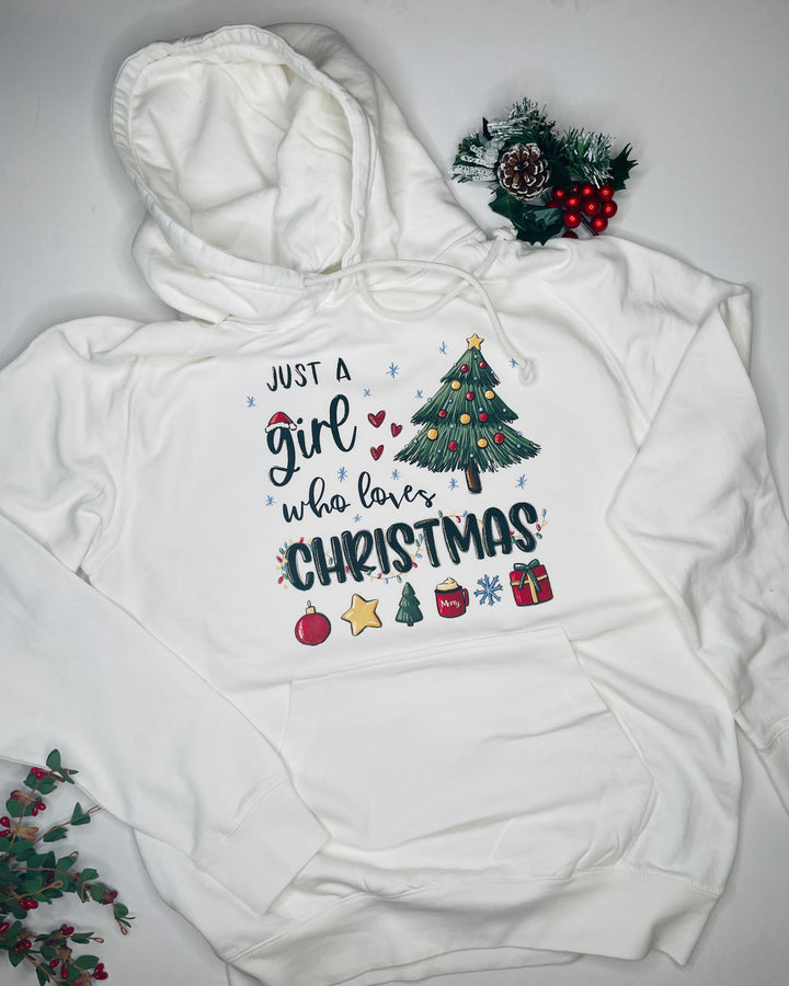 Just A Girl Who Loves Christmas Graphic Hoodie