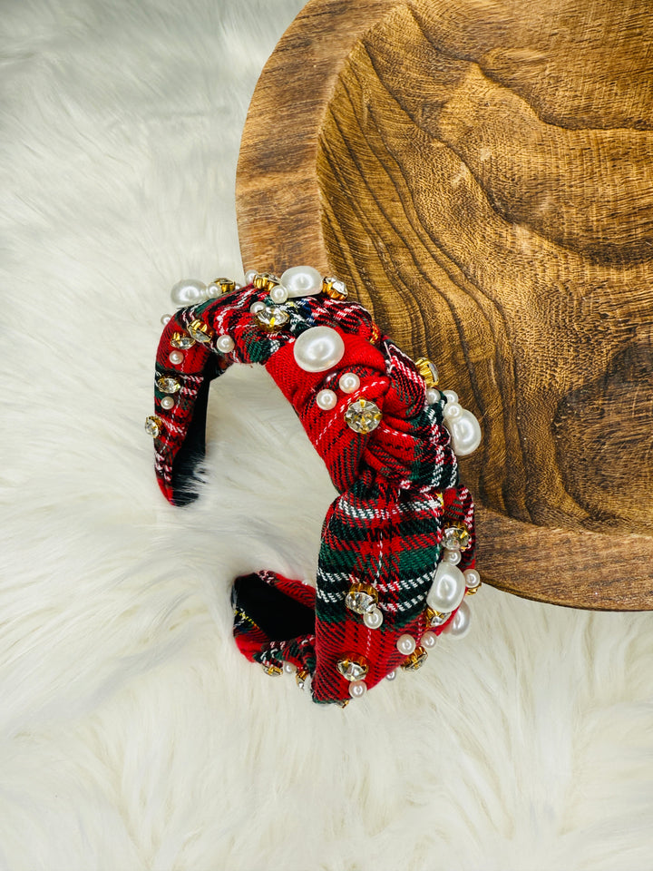 Plaid Rhinestone Headband