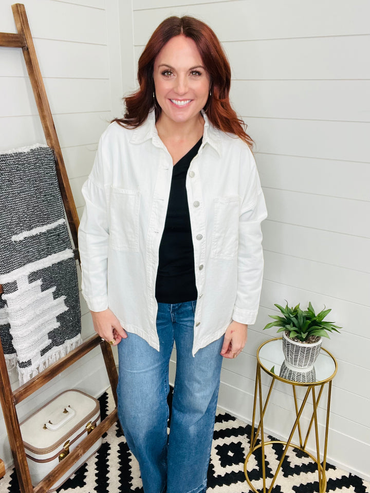 White Denim Carpenter Jacket