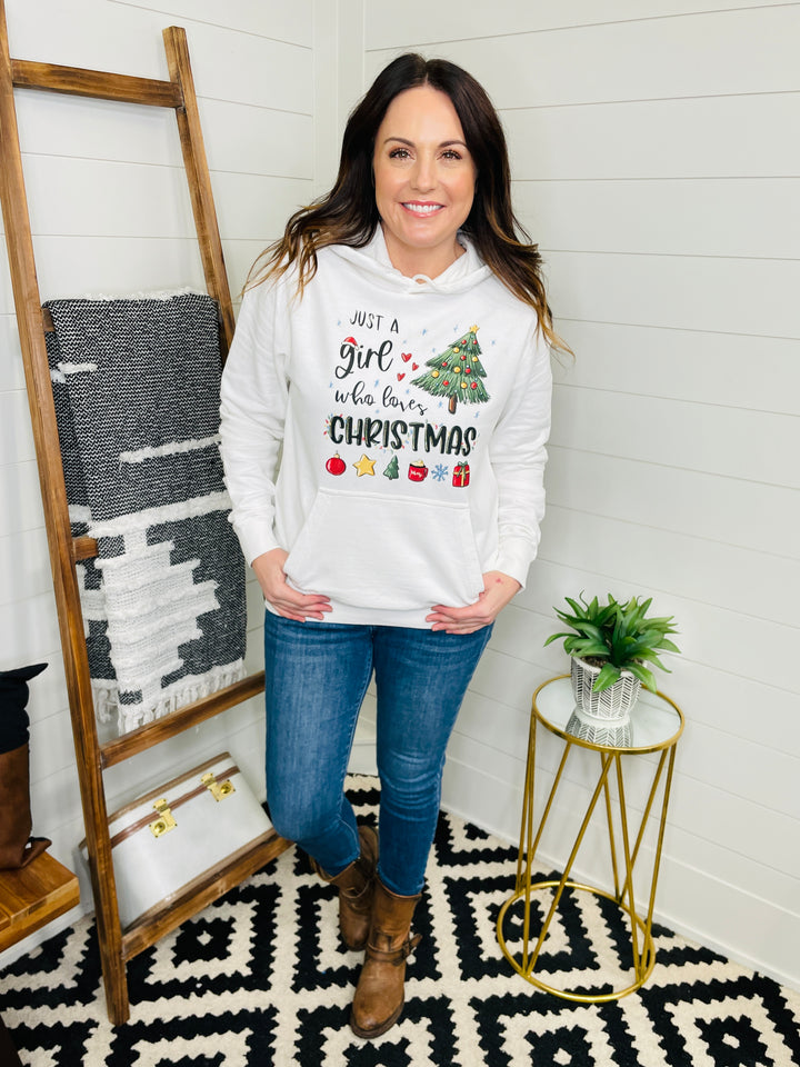 Just A Girl Who Loves Christmas Graphic Hoodie