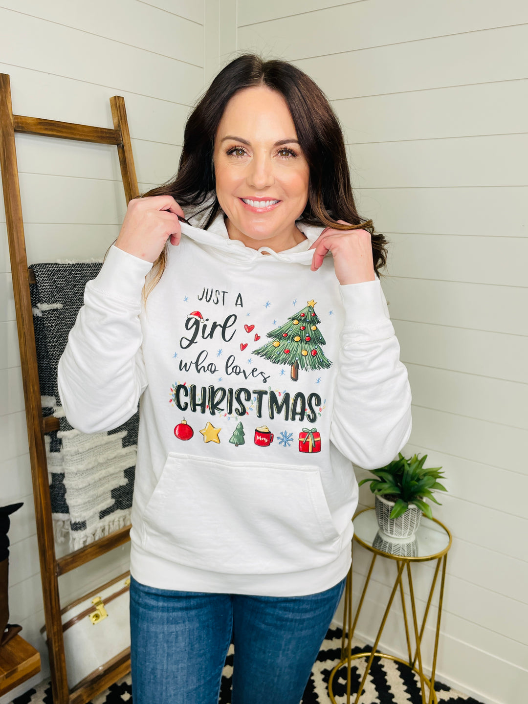 Just A Girl Who Loves Christmas Graphic Hoodie