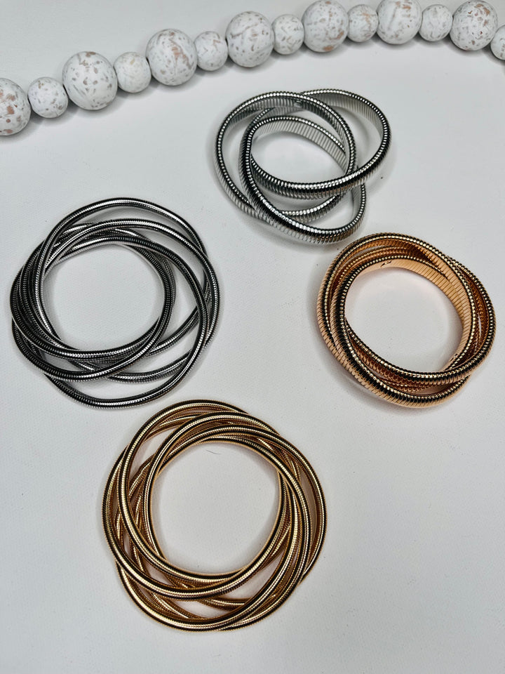 Metal Stacked Stretch Bracelet Sets: 4 Options