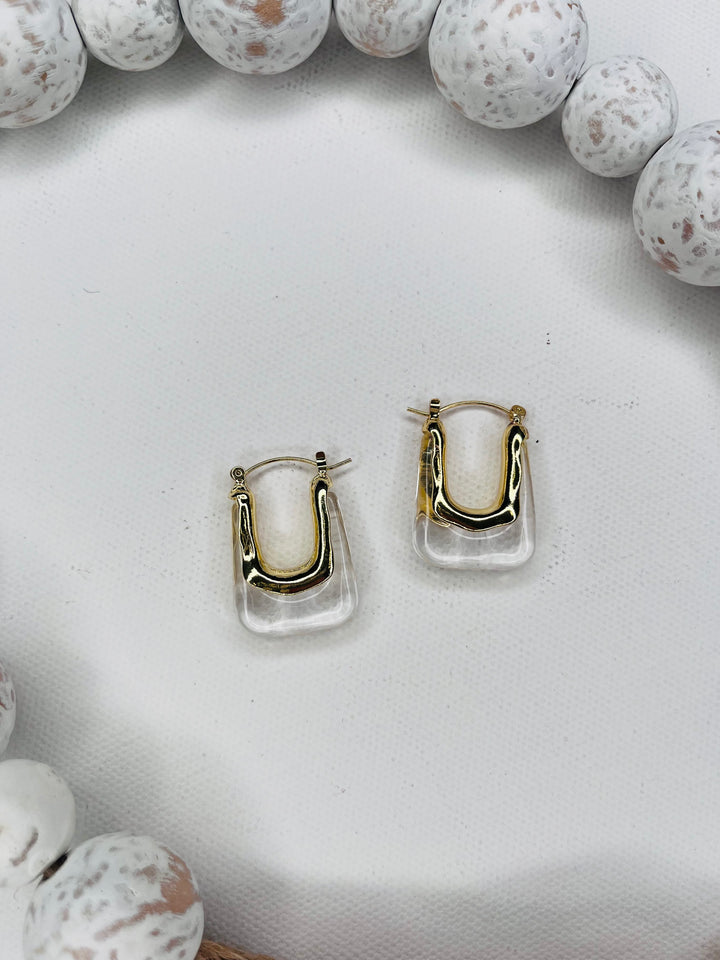 Clearly Stylish Acrylic and Gold Hoops