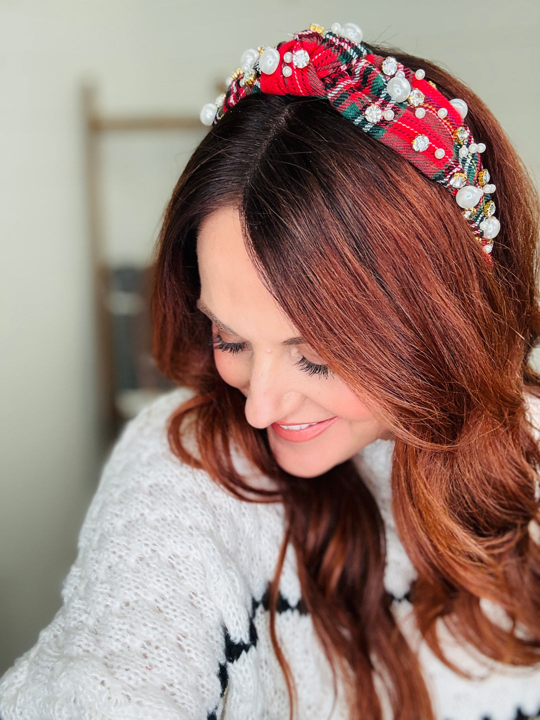 Plaid Rhinestone Headband