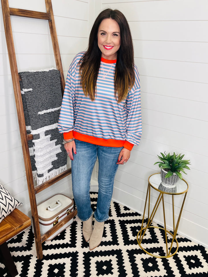 Love Lindsey Stripe Crewneck: Orange