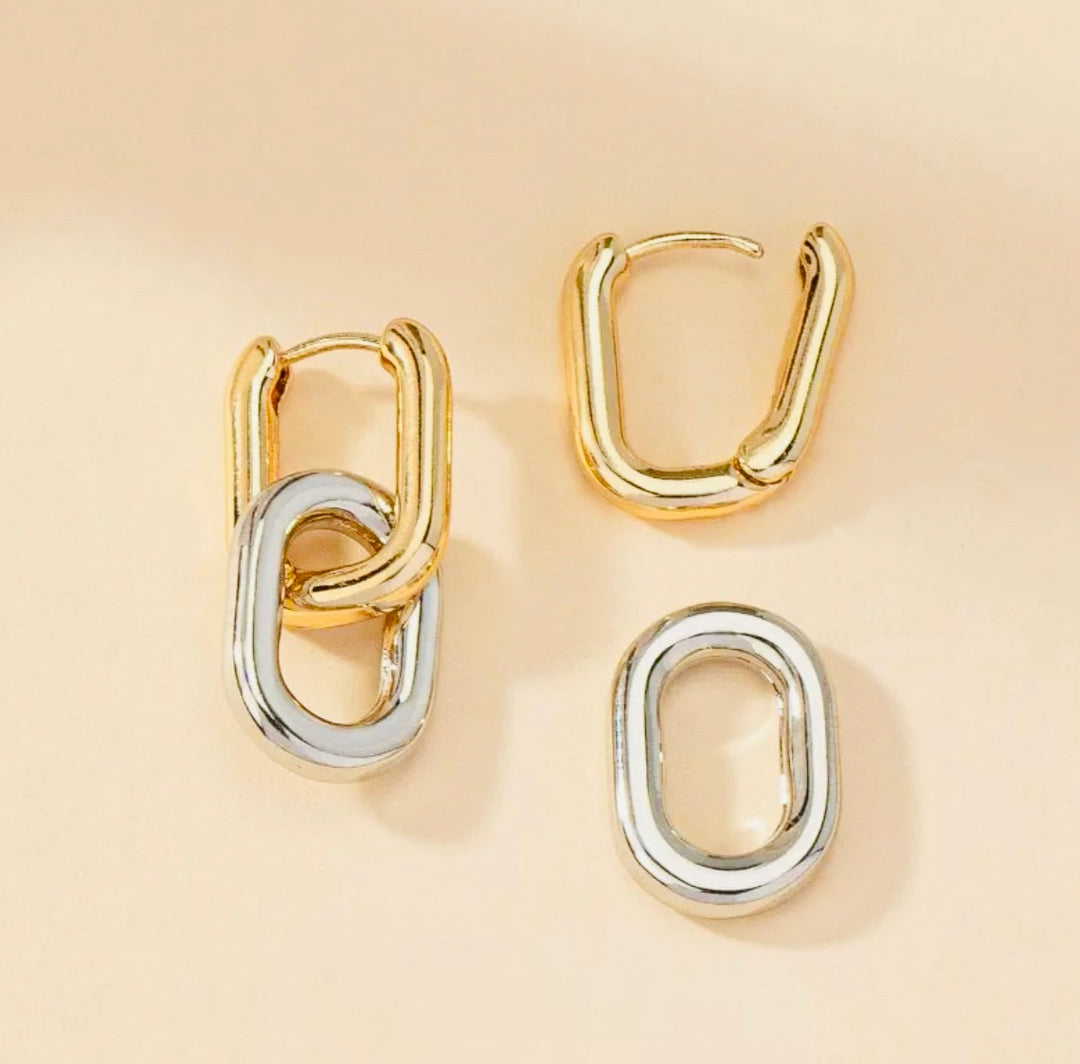 Minimalist Mixed Metal Small Hoops