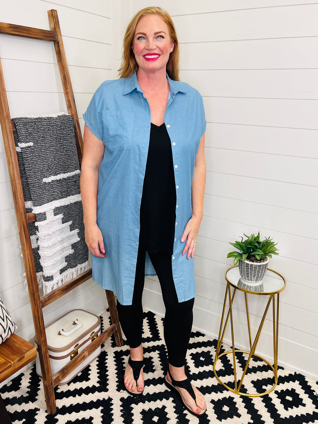 Tencel Denim Shirt Dress with Pockets