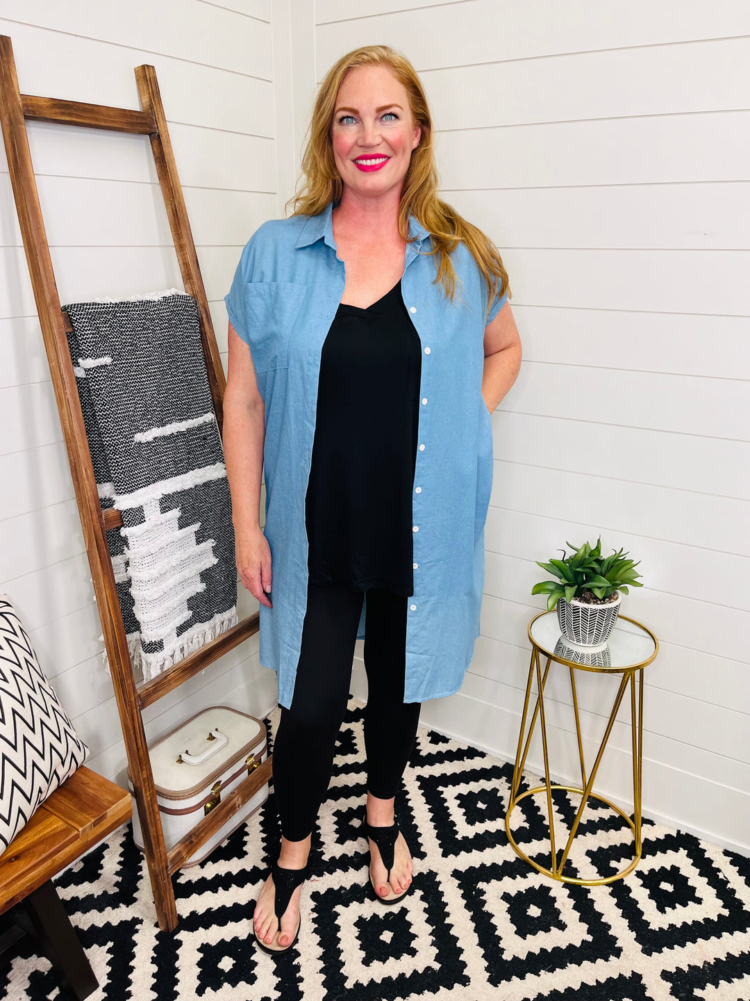 Tencel Denim Shirt Dress with Pockets