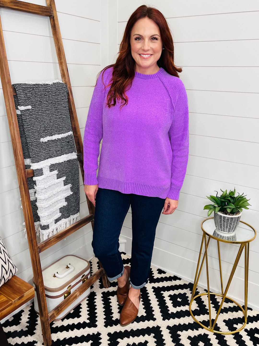 Cozy Chenille Exposed Seam Sweater : 2 Colors