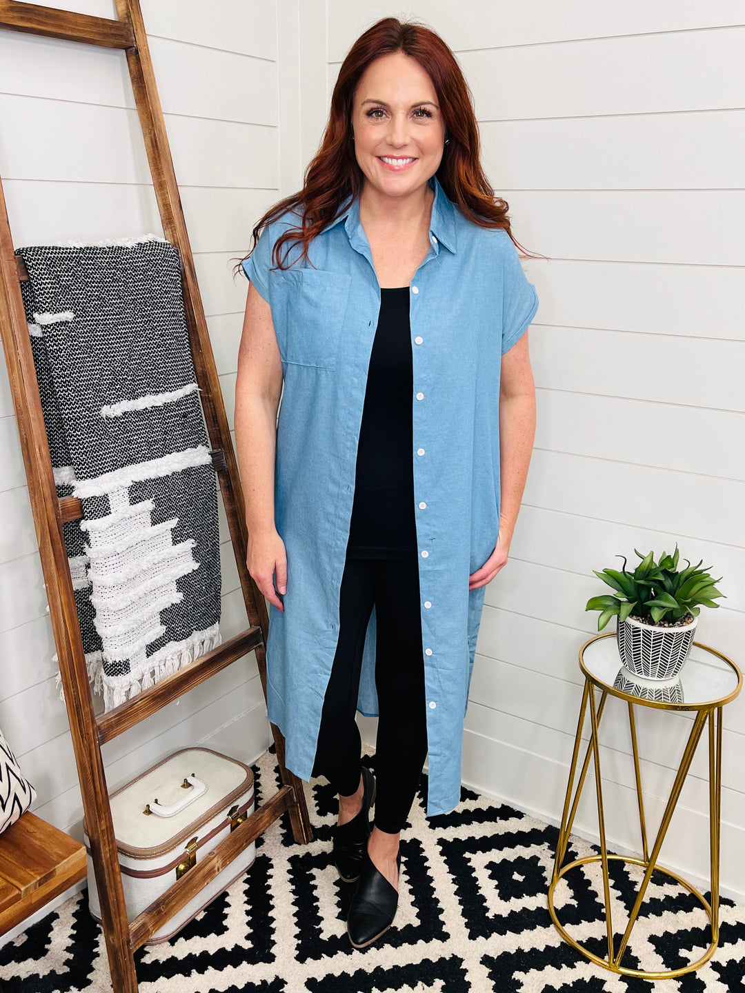 Tencel Denim Shirt Dress with Pockets