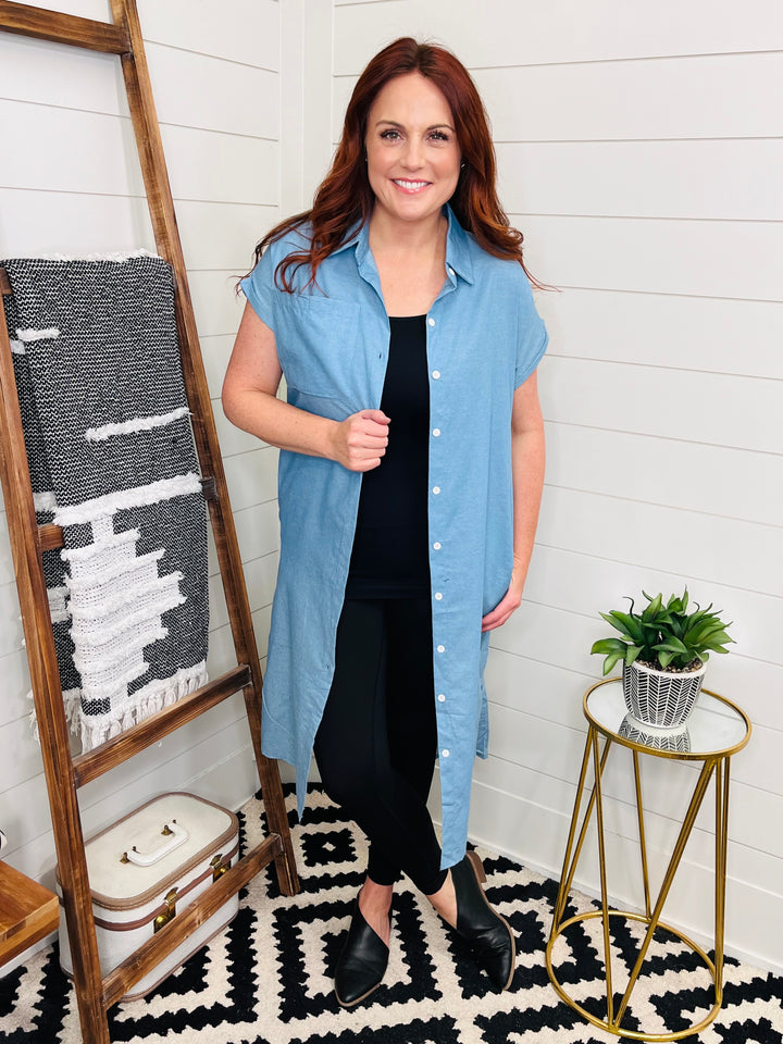 Tencel Denim Shirt Dress with Pockets