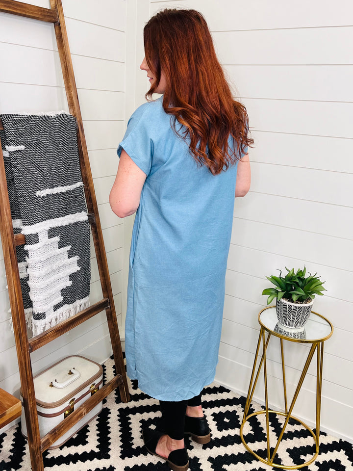 Tencel Denim Shirt Dress with Pockets