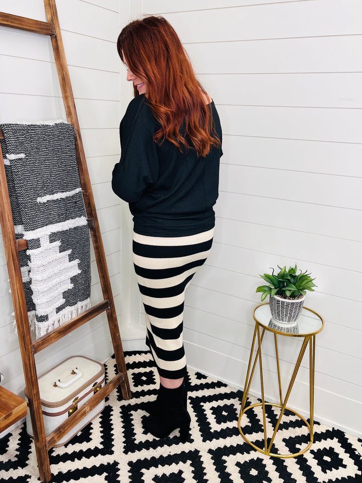 Big City Chic Sweater Knit Stripe Skirt