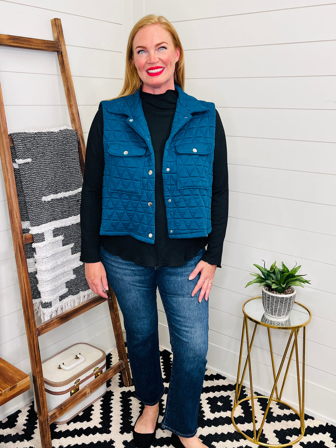 Love Lindsey Teal Quilted Vest