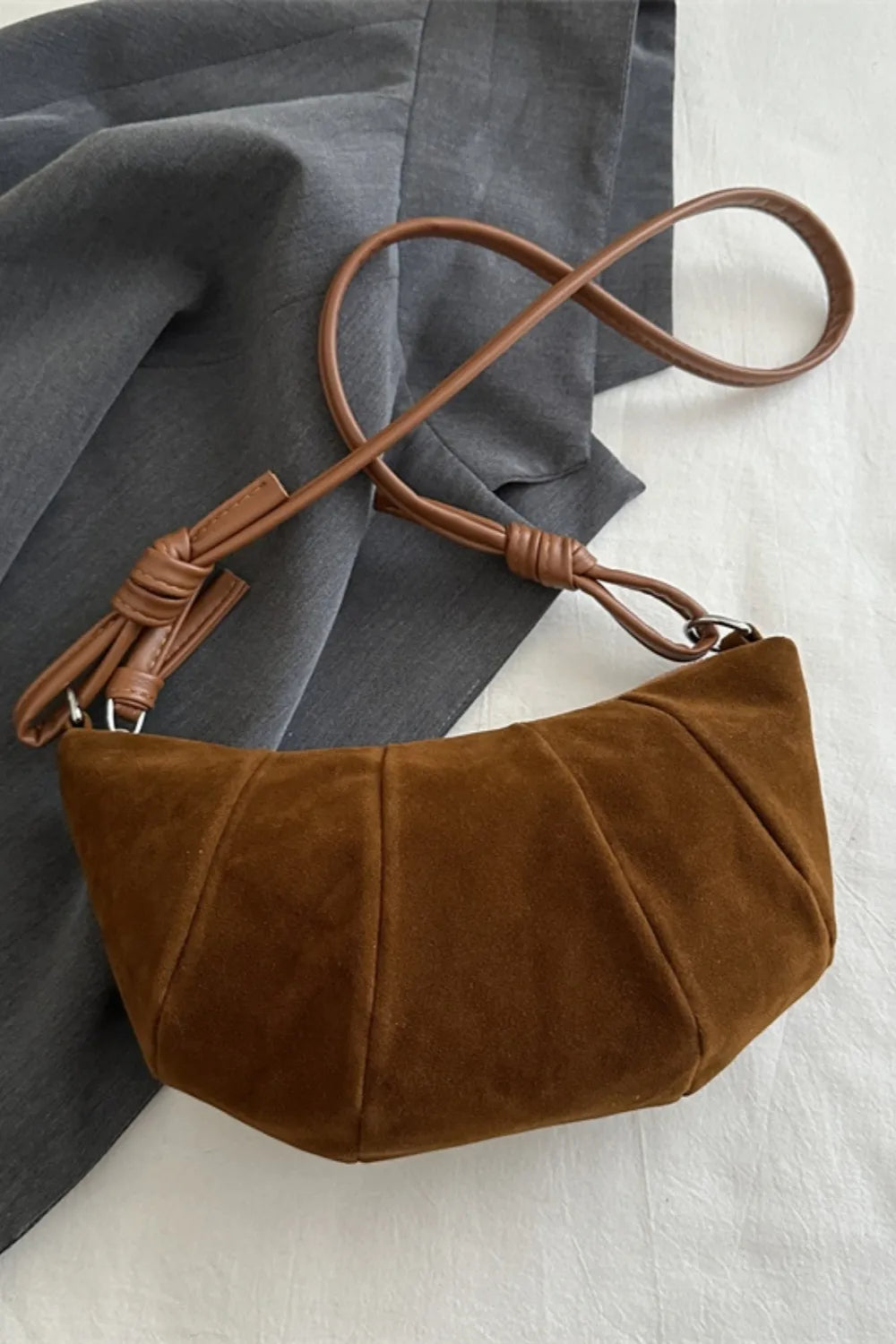 Suede Crescent Shaped Shoulder Bag : 2 Colors