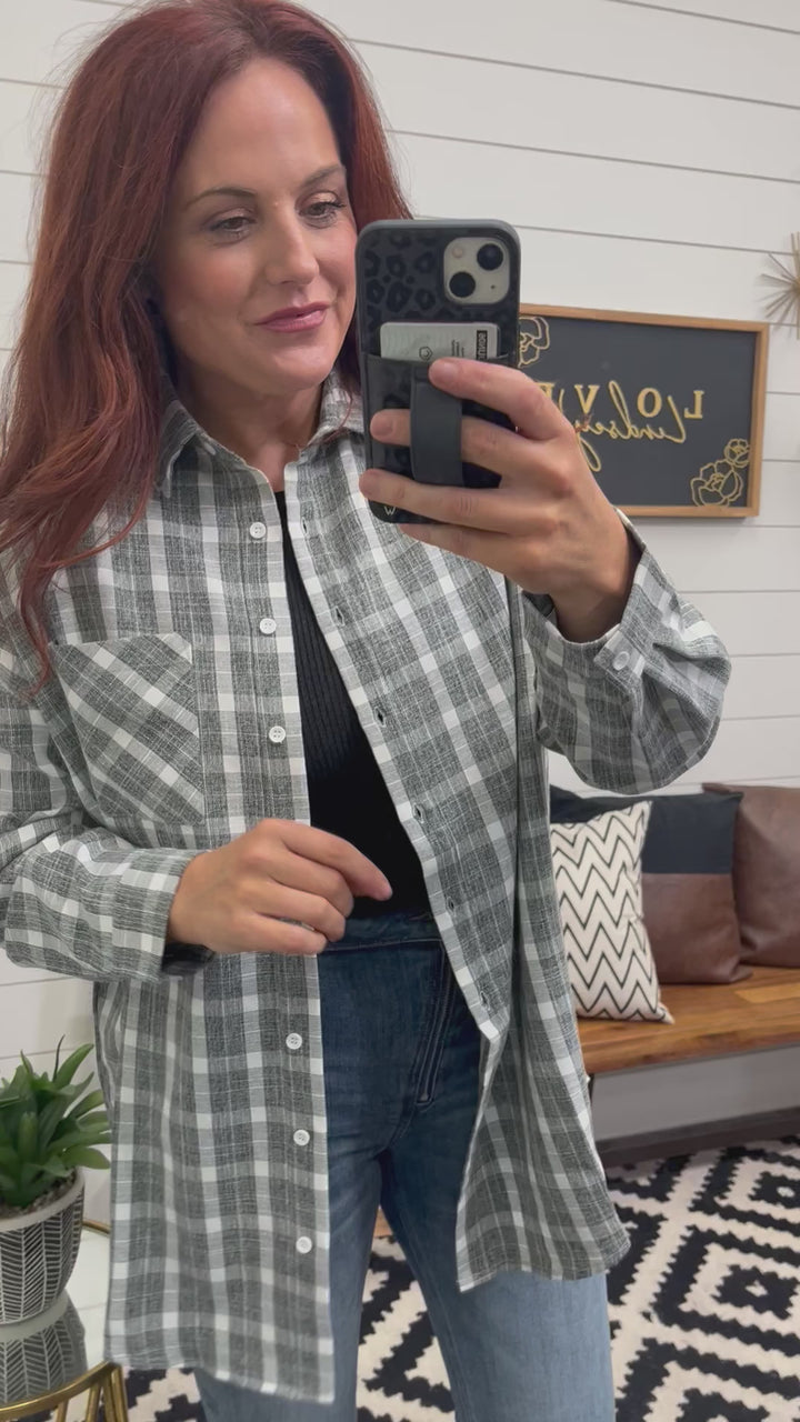 Polished Plaid Long Sleeve Button Up