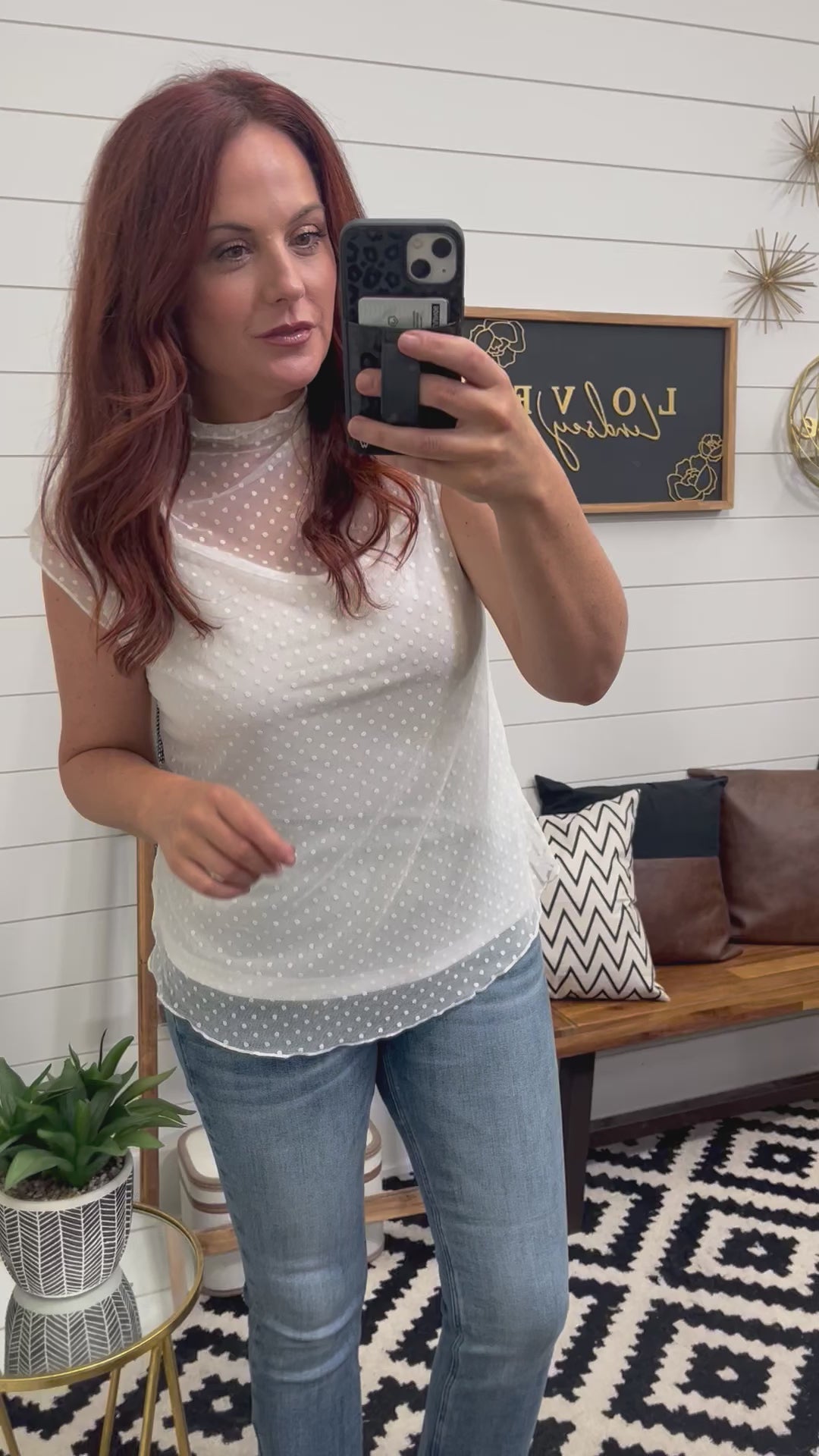 Sheer Dot Cap Sleeve Top w/ Cami