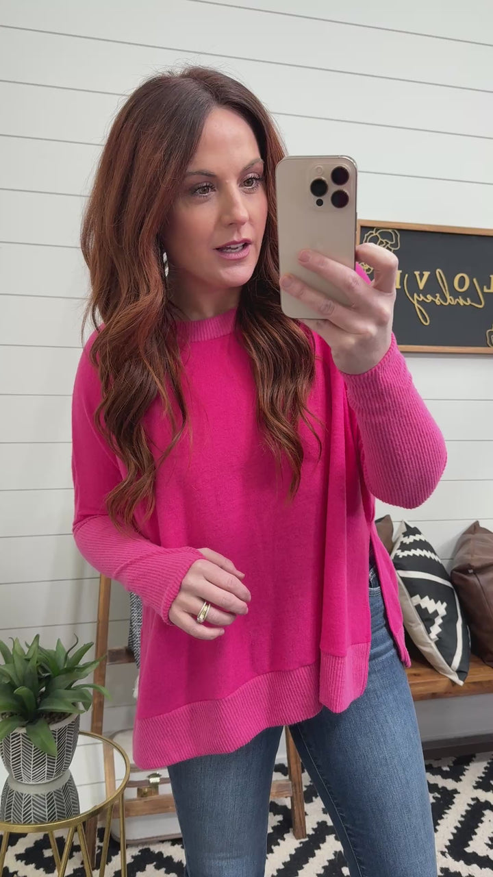 Hot Pink Hi Lo Hem Cloud Soft Tunic