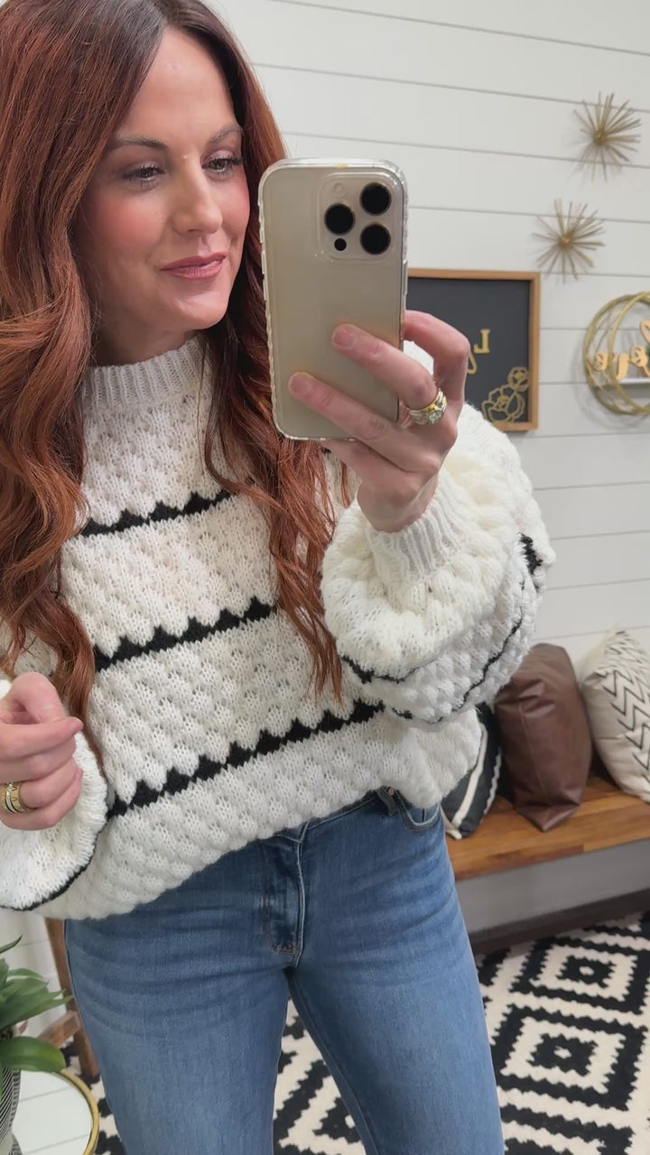 Cozy Contrast Lantern Sleeve Sweater