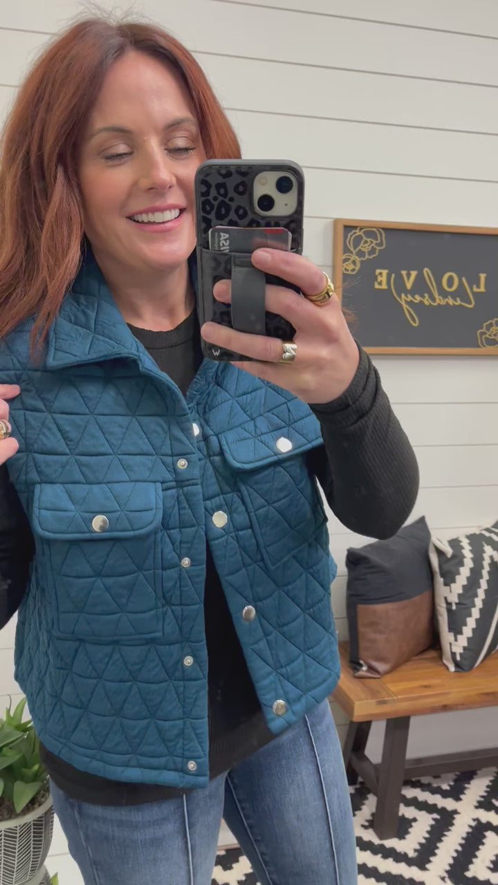 Love Lindsey Teal Quilted Vest