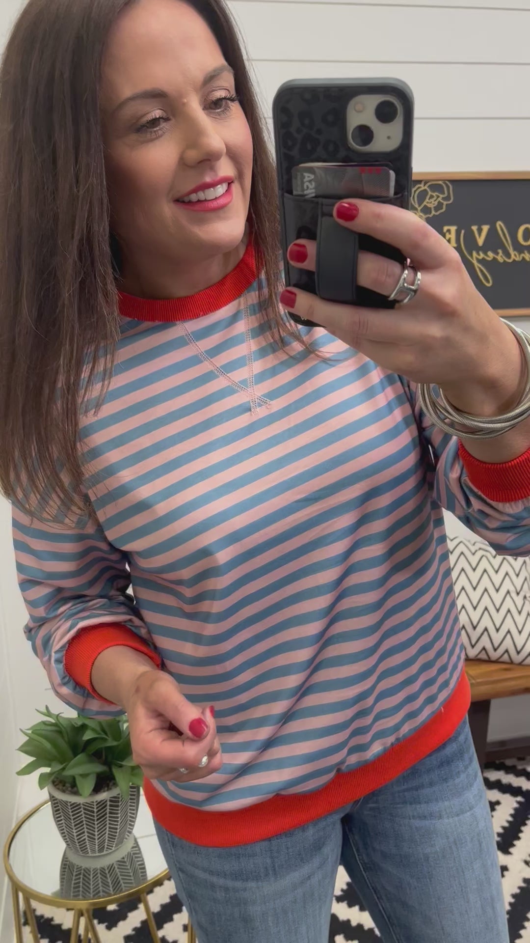 Love Lindsey Stripe Crewneck: Orange