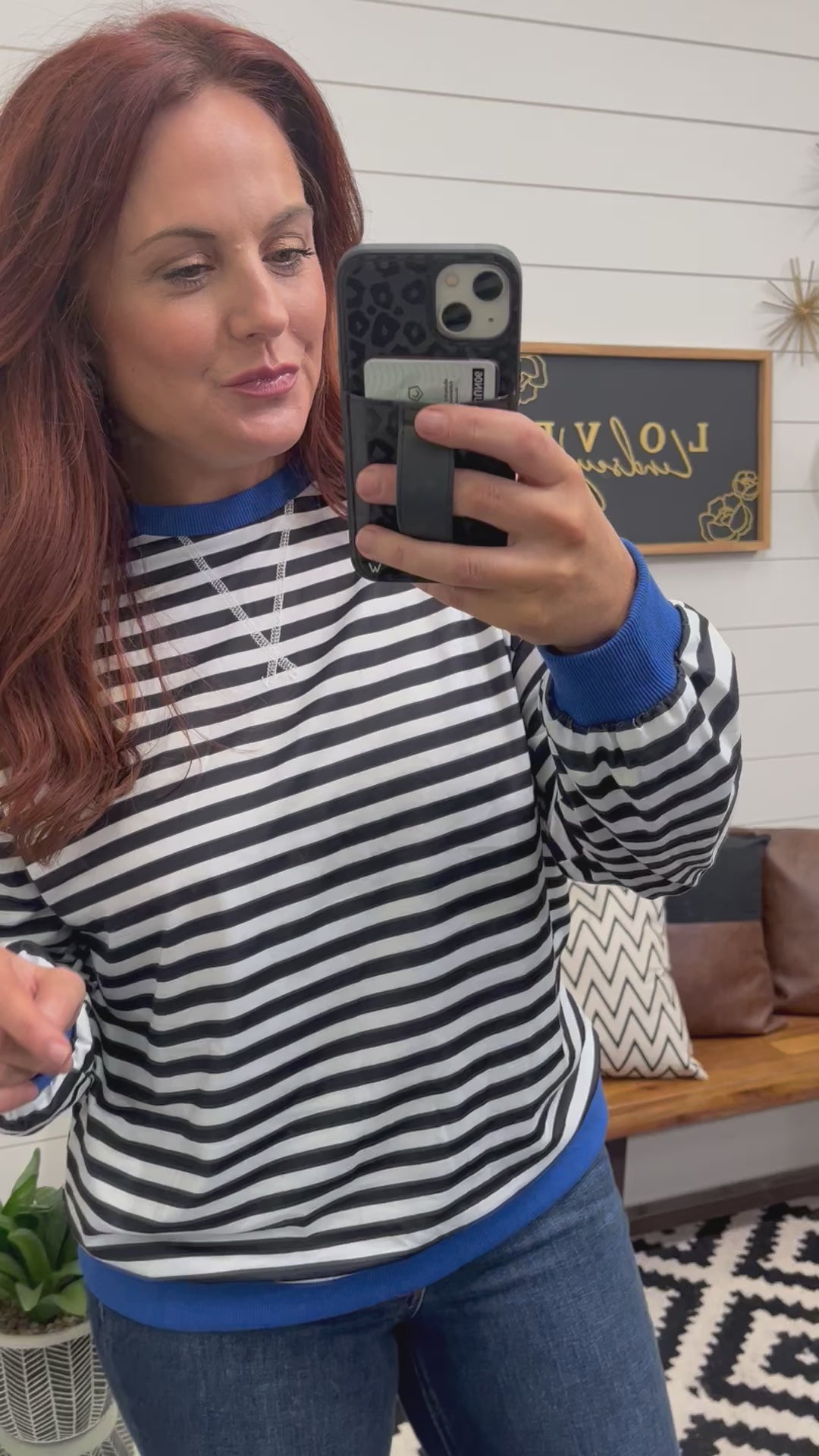 NEW COLOR Love Lindsey Stripe Crewneck: Blue