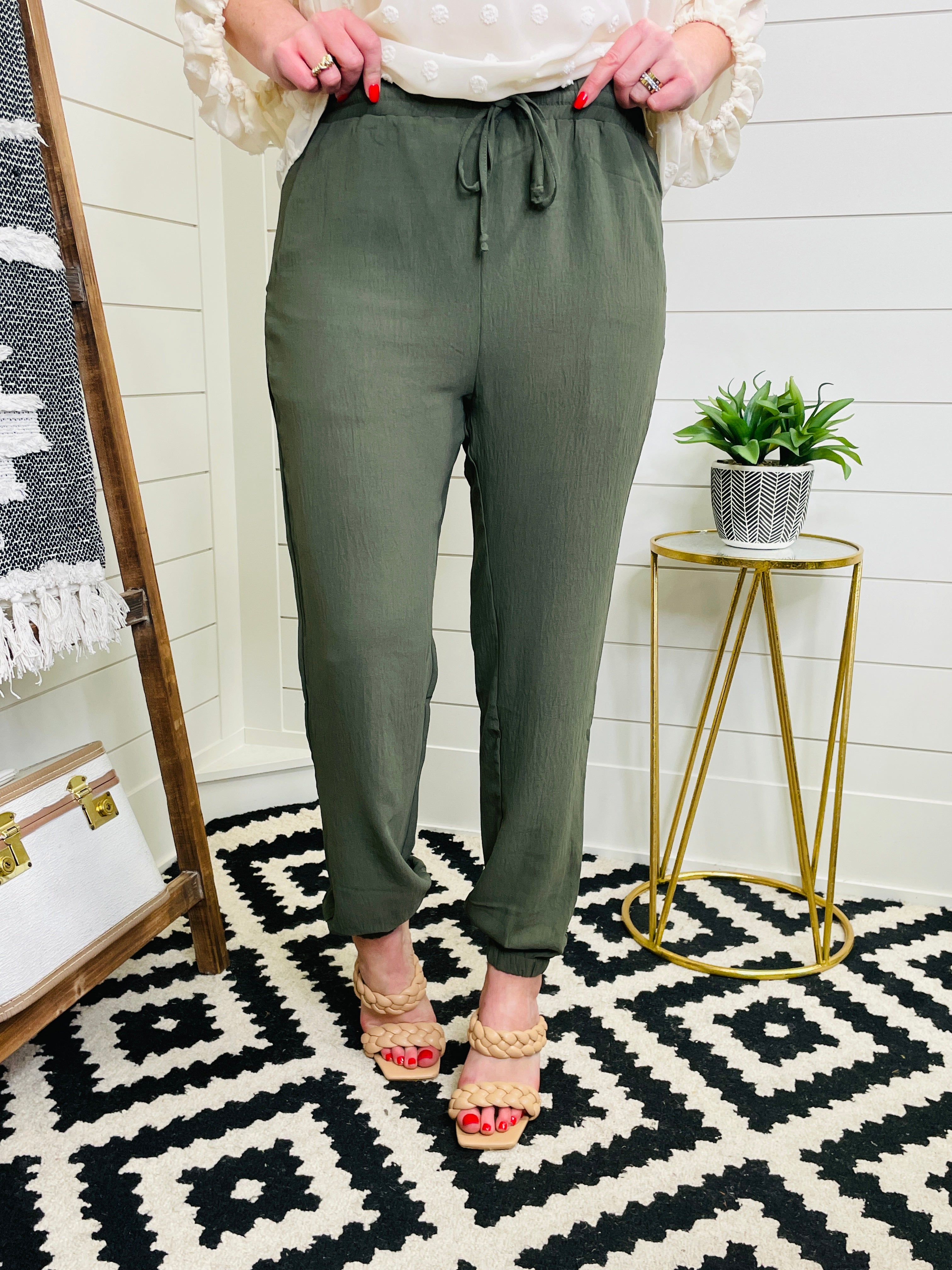 Olive Dressy Jogger Pant