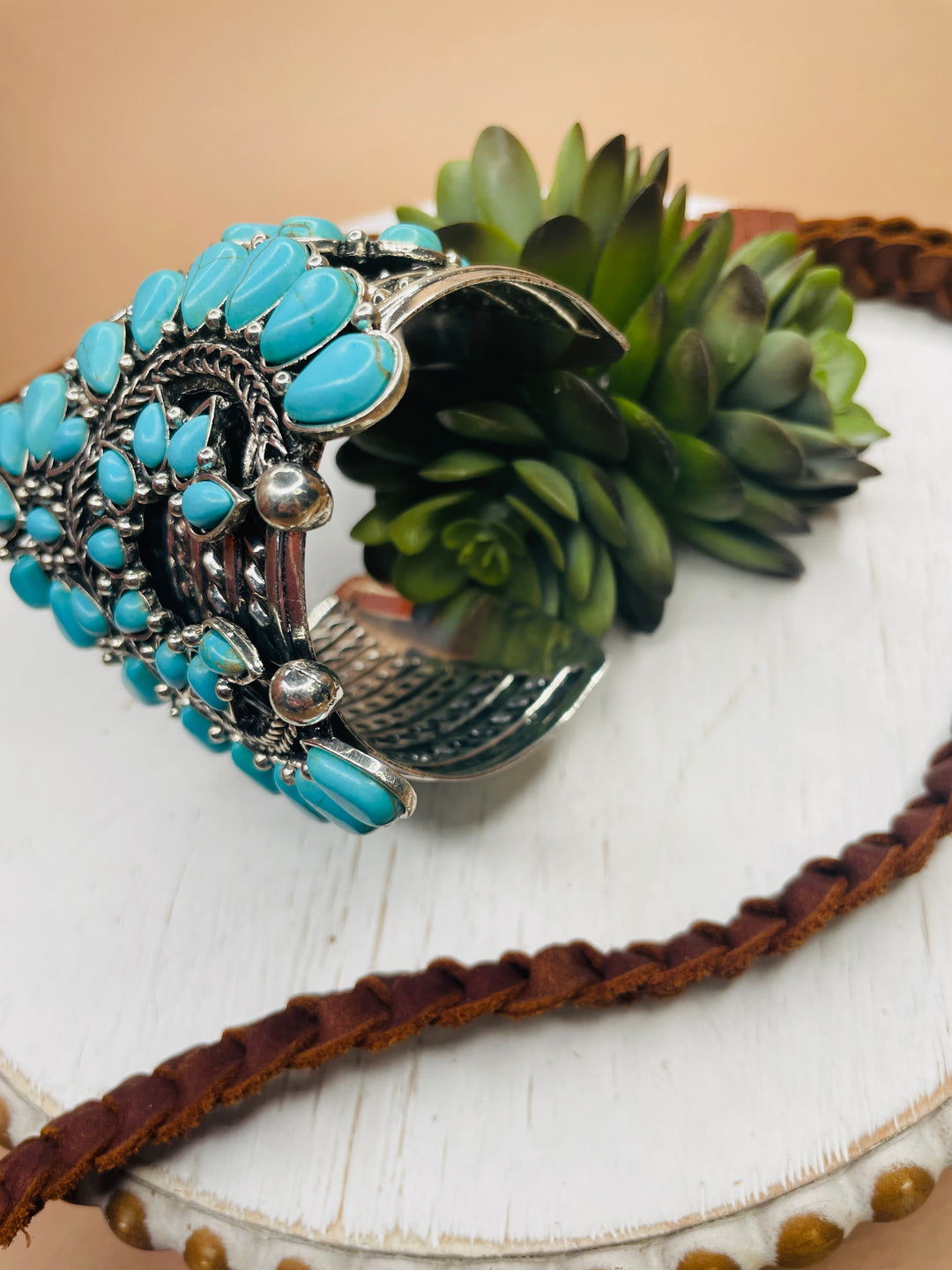 Turquoise Squash Blossom Cuff